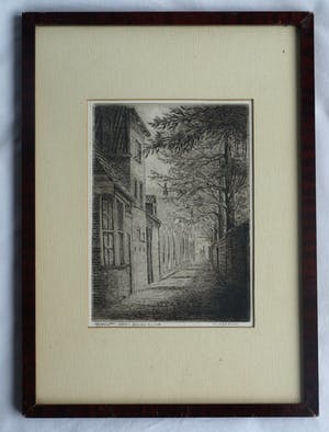 Willem Hopman - Ingelijste ets , Gedempte Baansloot Alkmaar kopen? Bied vanaf 35!