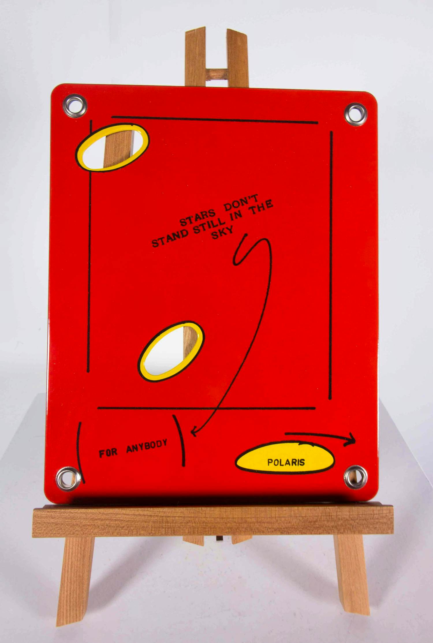 Lawrence Weiner - Zeefdruk/emaille, Stars don't stand still in the sky verkocht voor € 400!