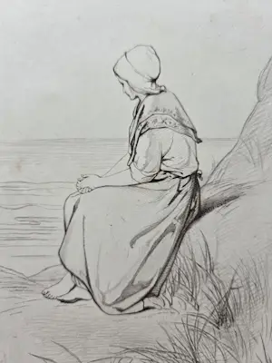 Jozef Israëls - Jonge vrouw aan zee. kopen? Bied vanaf 39!