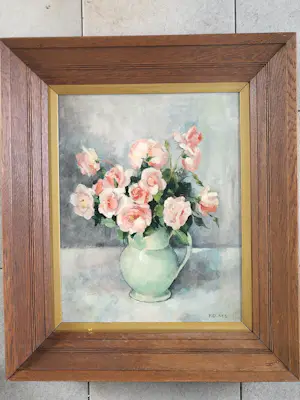 Florent Claes - Bloemstilleven in groene vaas. kopen? Bied vanaf 20!