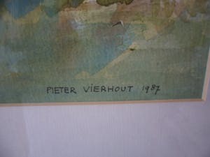 Pieter Vierhout - Aquarel, Bomen voor een huis kopen? Bied vanaf 20!
