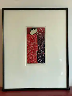 Dianne Bakker - Houtsnede - Vrouw in Kimono verkauft für € 85!