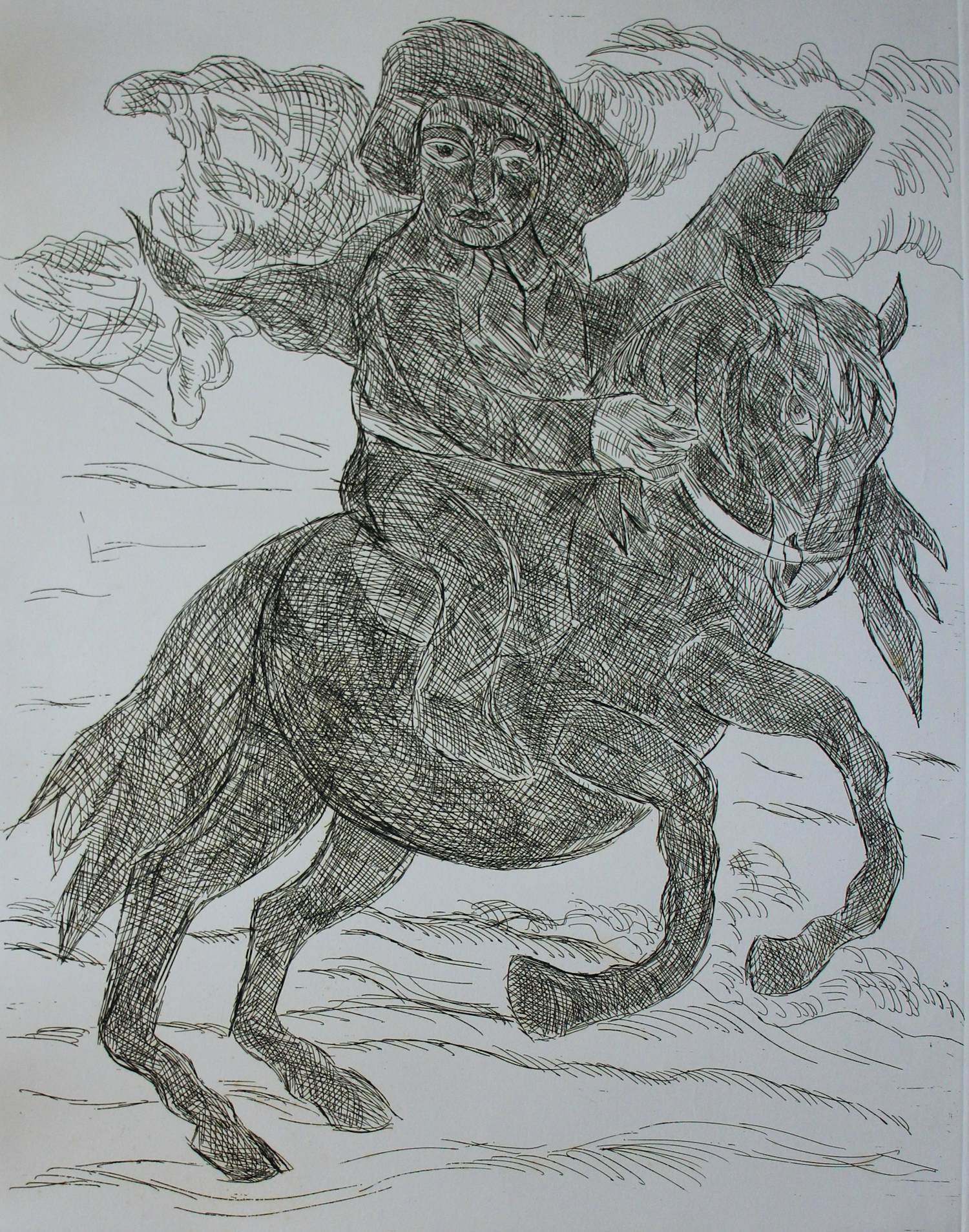 Buy Jan Sierhuis - Ets: Ruiter te paard - 1977? Bid from 60!