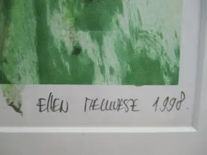 Ellen Meuwese - Monoprint "gele bloemen" in fraaie Barth lijst! kopen? Bied vanaf 1!