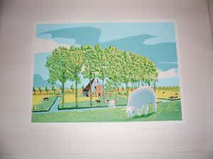 Marcus van Hoorn - Zeefdruk, Titel, "Hollandse Pyramide". verkocht voor € 35!