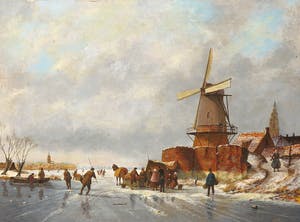 Niet of onleesbaar gesigneerd - Olieverf op gezicht, Winterscène kopen? Bied vanaf 1!