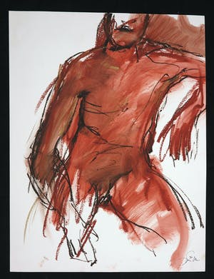 Franscz Witte - Olieverf en krijt op papier, Model man 4.2 kopen? Bied vanaf 1!