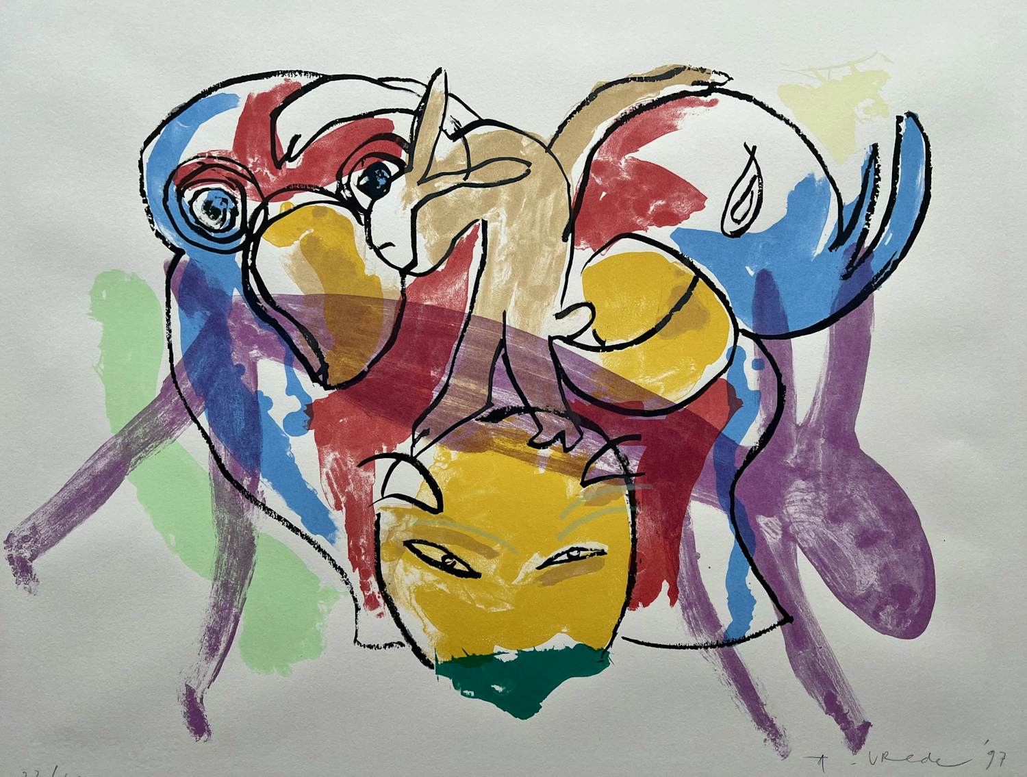 Anton Vrede - handgesigneerde litho | 'Zonder titel' | 1997 kopen? Bied vanaf 1!