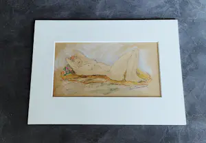 Theo Beerendonk - Leuke karikaturale jaren 60 aquarel "liggend naakt" gesigneerd kopen? Bied vanaf 52!