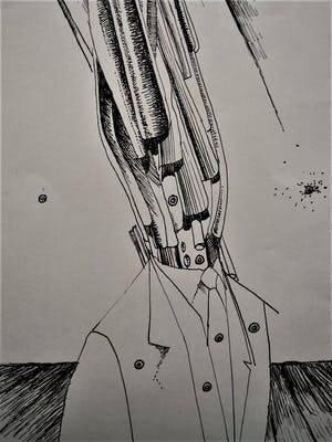 Jaap van der Pol - Gesigneerde Inkt tekening van Eigenzinnig graficus - "denkend aan Duitsland" kopen? Bied vanaf 10!