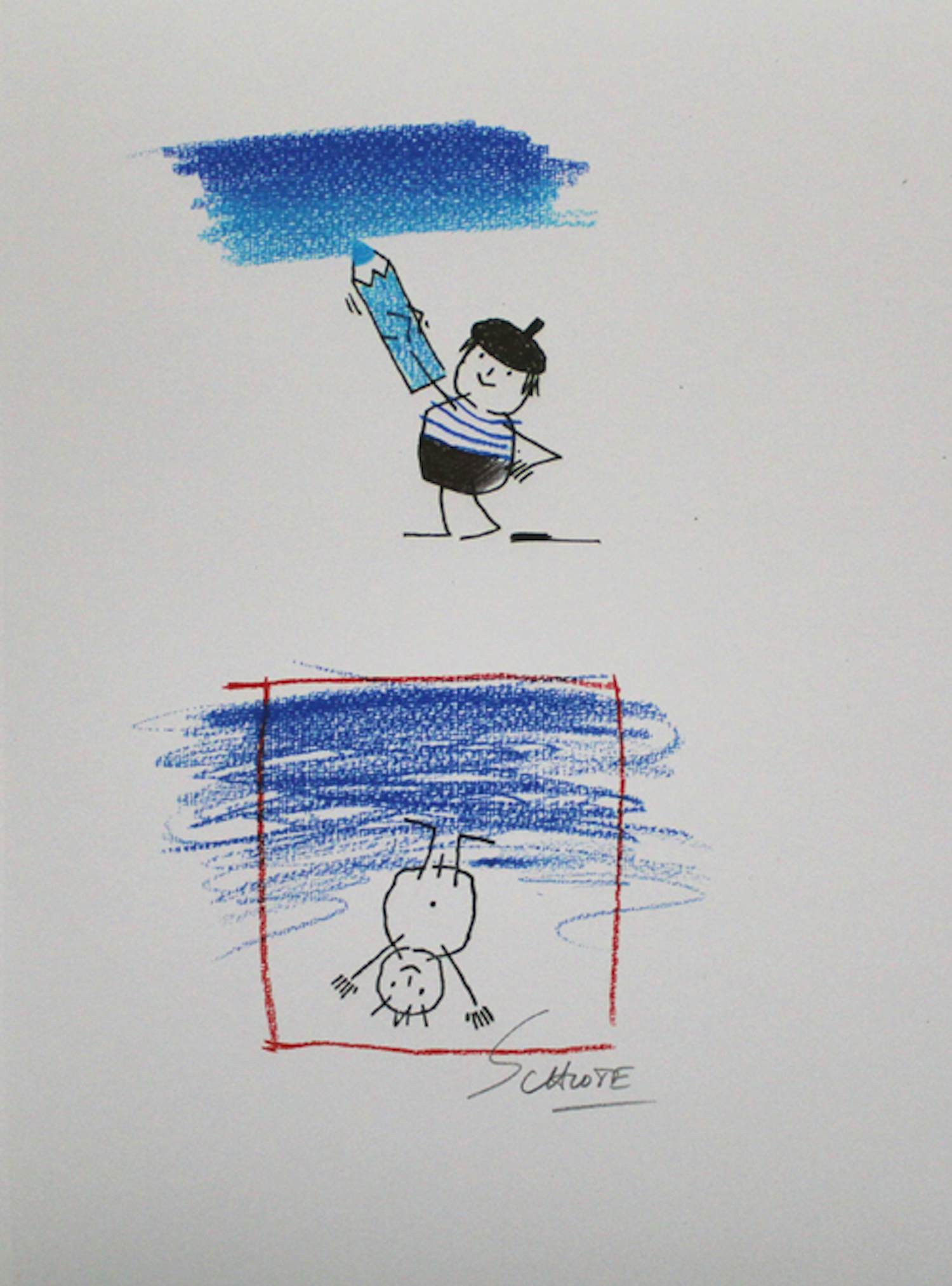 Wilhelm Schlote - Kleurenzeefdruk HIMMELBLAU Handgesigneerd kopen? Bied vanaf 35!