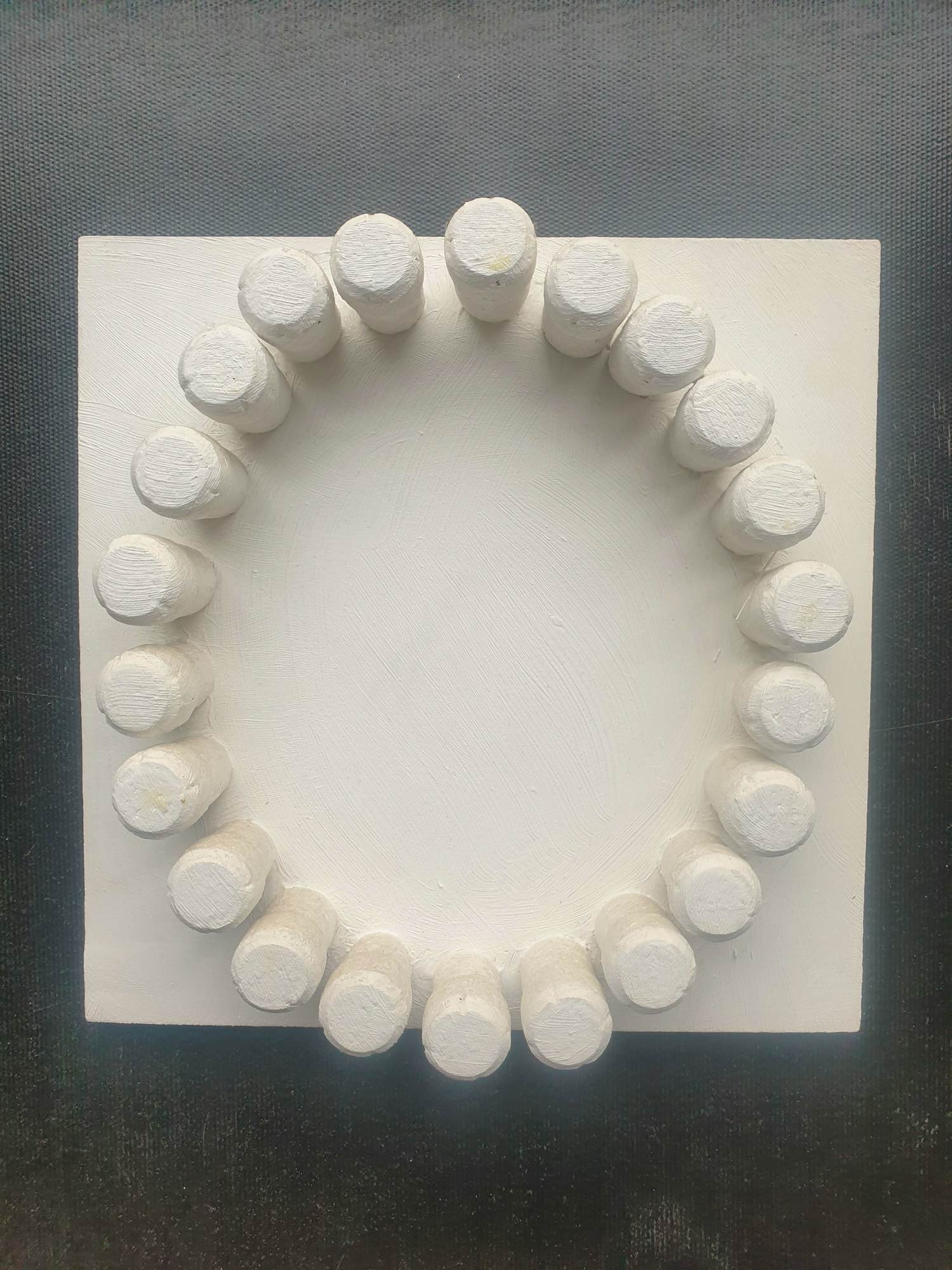 Jan Henderikse - Zero - Wit kurkenrelief - 30 x 30 x 7 cm kopen? Bied vanaf 500!