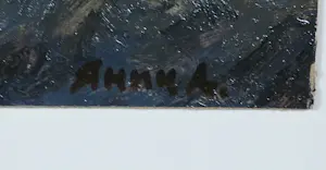 Anatoli Yanin Aleksandrovitch - Olieverf op doek, Figuren in gesprek - Ingelijst kopen? Bied vanaf 20!