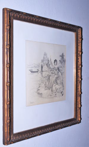 Harry Balm - potloodtekening + schilderij - beiden ingelijst kopen? Bied vanaf 40!