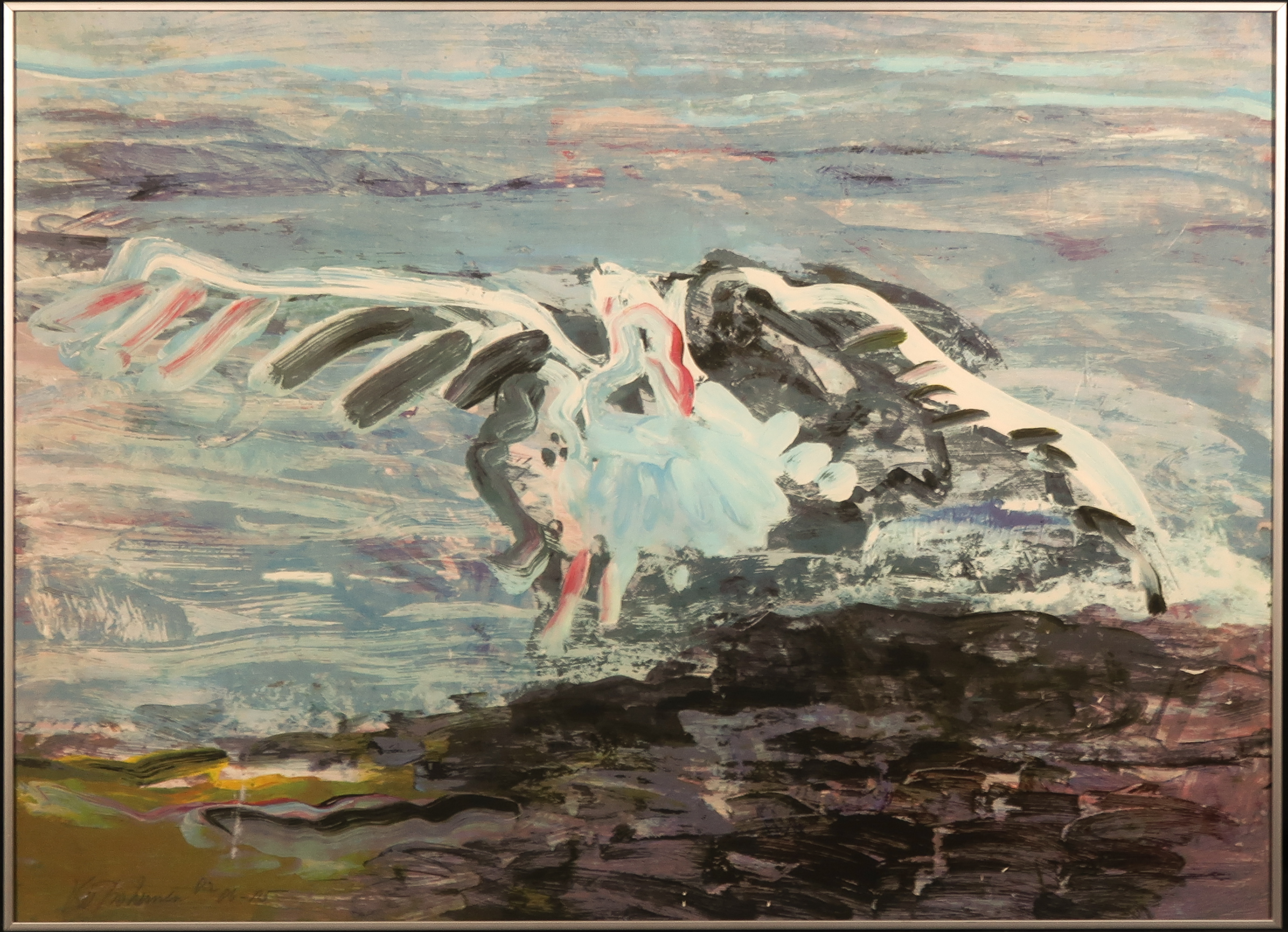 Kees van Bohemen - Litho, Meeuw - Ingelijst verkocht voor € 100!