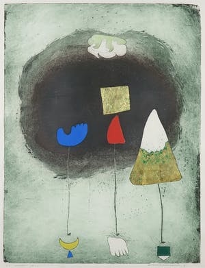 Michel van Overbeeke - Kleurenets met bladgoud, Mountain story I - Ingelijst kopen? Bied vanaf 50!