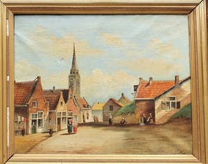 Niet of onleesbaar gesigneerd - Dorp | 18e- 19e eeuw | Beschadigd! kopen? Bied vanaf 1!