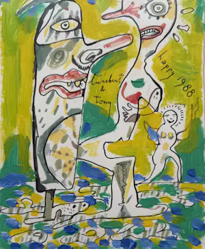 Lucebert - Gemengde techniek op papier | 1987 (UNIEK WERK) kopen? Bied vanaf 600!