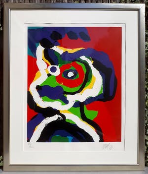 Karel Appel - Green head, zeefdruk (mooi ingelijst, groot) kopen? Bied vanaf 1695!