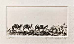 Simon Koene - 4 Kamelen bij oosterse stad verkocht voor € 25!