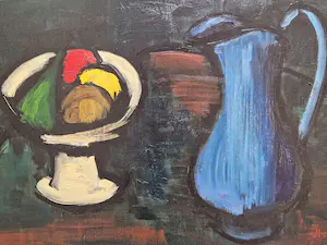 Nicole Grisard - Stilleven met fruit en vaas kopen? Bied vanaf 40!