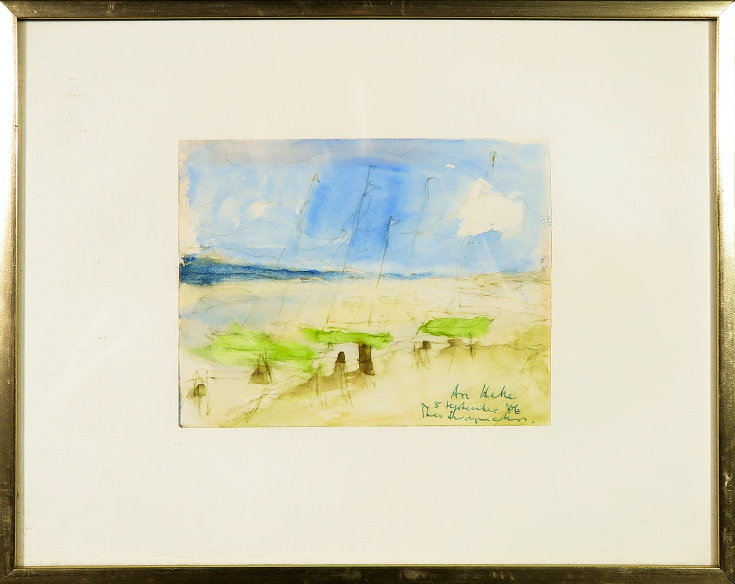 Theo Swagemakers - Aquarel, Havengezicht - Ingelijst kopen? Bied vanaf 50!