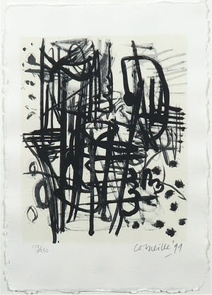 Corneille - en Bert Schierbeek - Zeefdruk en passage uit Een schedel vol stem - Ingelijst kopen? Bied vanaf 100!