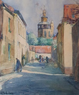 Leo Mechelaere - Straatbeeld in Brugge (in contemporaine luxe lijst) kopen? Bied vanaf 100!