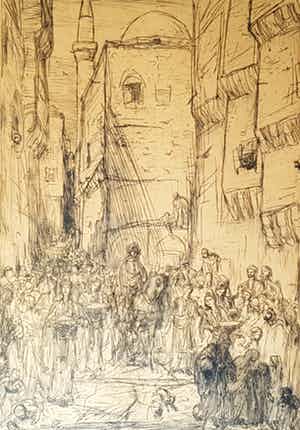 Marius Bauer - ets (groot), handgesigneerd (ingelijst) verkocht voor € 250!