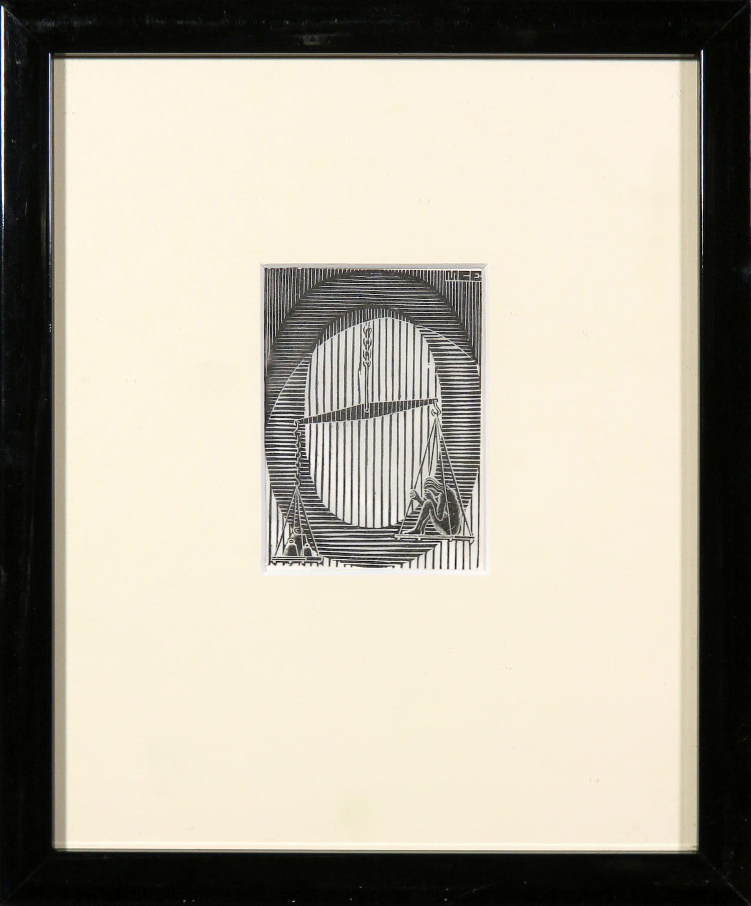 M.C. Escher - Houtdruk, Letter 'O' uit Scholastica verkocht voor € 100!