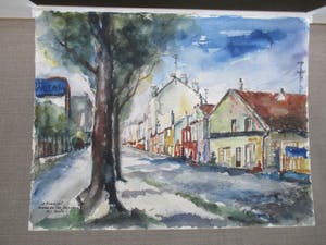 Wim Motz - Aquarel Le Bourget kopen? Bied vanaf 70!