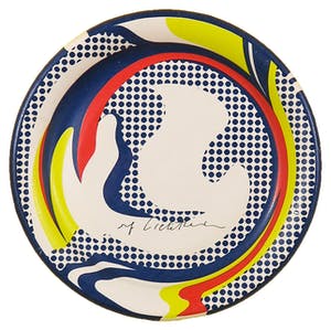 Buy Roy Lichtenstein - Handgesigneerde paper plate - Ingelijst? Bid from 1!