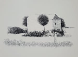 Metten Koornstra - Vrouw voor huis in landschap, litho kopen? Bied vanaf 50!