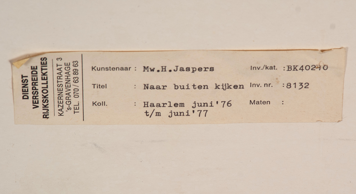 Marjan Jaspers - Naar buiten kijken - Acrylverf oliepastel en bister op papier - BKR Haarlem kopen? Bied vanaf 5!