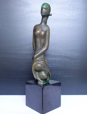 Brons (Onbekend) - zittend naakt, zeer mooi beeldje kopen? Bied vanaf 175!