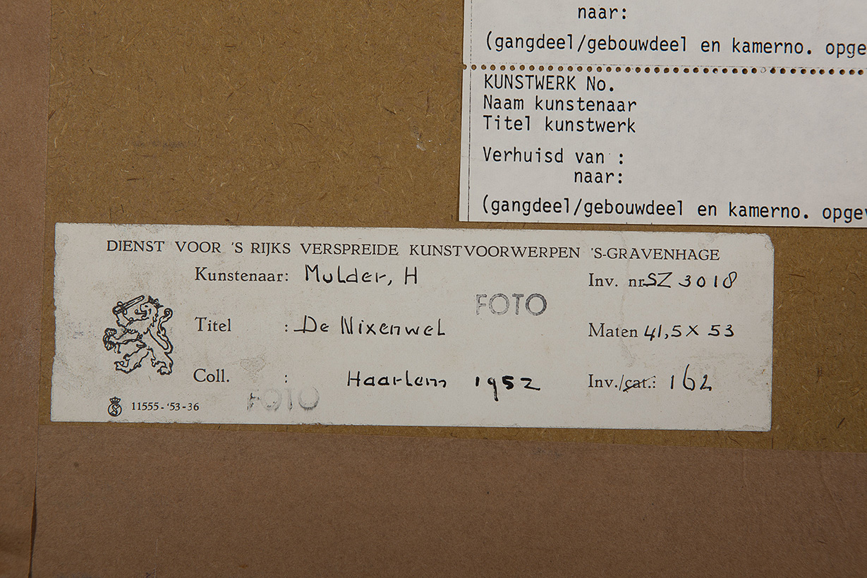 Hans Mulder - De Nixenwel - 1952 - Gouache op groen papier - gesigneerd r.o. - BKR Haarlem kopen? Bied vanaf 10!