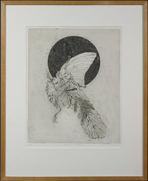 Robert Terwindt - Ets, Icarus IV Oervogel - Ingelijst kopen? Bied vanaf 20!