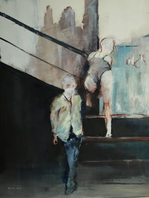 Ton van der Werf - Acrylverf op papier , “Zonder titel” – GROOT & ingelijst kopen? Bied vanaf 100!