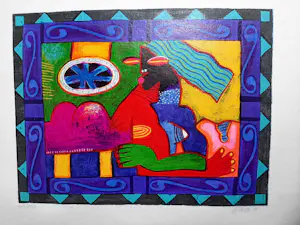 Clemens Briels - Zeefdruk op geschept papier, Mujer pelo azul kopen? Bied vanaf 40!