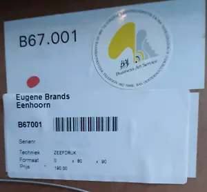 Eugene Brands - Zeefdruk. Eenhoorn kopen? Bied vanaf 325!