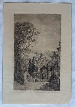 Eugene Rensburg - Ets , La Rue Brixhe, Spa, België – ca. 1910 kopen? Bied vanaf 20!