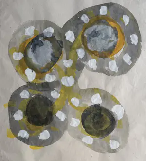 Jac Gijzen - gouache op Nepalees papier | 'Zonder titel' (INGELIJST) kopen? Bied vanaf 20!