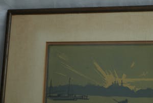 Niet of onleesbaar gesigneerd - Ingelijste litho, Man op vlot – 1921 kopen? Bied vanaf 10!