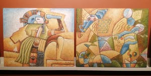 Niet of onleesbaar gesigneerd - 2 werken - ongetiteld - abstract kopen? Bied vanaf 1!