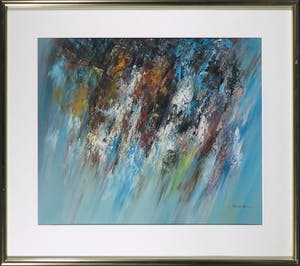 Niet of onleesbaar gesigneerd - Acryl op papier, Zonder titel - Ingelijst kopen? Bied vanaf 1!