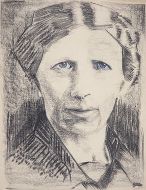 Joe Wols - Krijttekening op papier, Portret kopen? Bied vanaf 1!