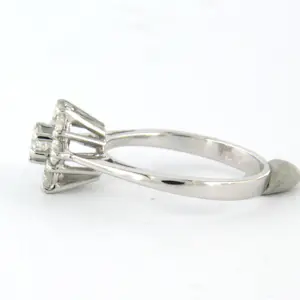 14k witgouden ring bezet met briljant geslepen diamant 0.45ct - F/G - VS/SI kopen? Bied vanaf 450!