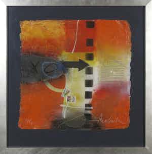 Theo Koster - Zeefdruk en collage, Zonder titel - Ingelijst verkocht voor € 35!