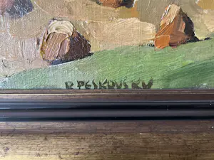 Richard Peskovsky - landschap met kerk en weiland kopen? Bied vanaf 100!