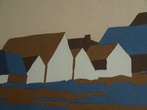 Curiosa - Knipselkunst , Dorpsgezicht Noord-Holland – ingelijst - 1989 kopen? Bied vanaf 1!